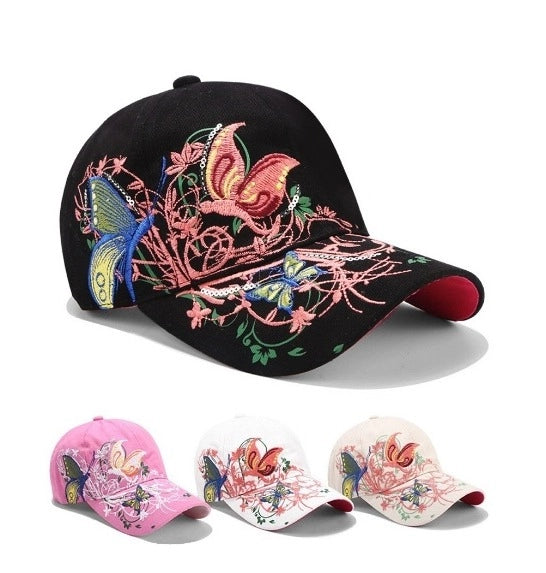 Fashion Sequin Butterfly Embroidered Baseball Cap