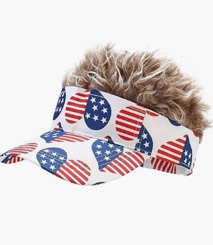 American Flag Stars Independence Day Wig Baseball Cap