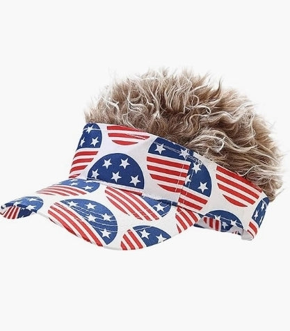 American Flag Stars Independence Day Wig Baseball Cap