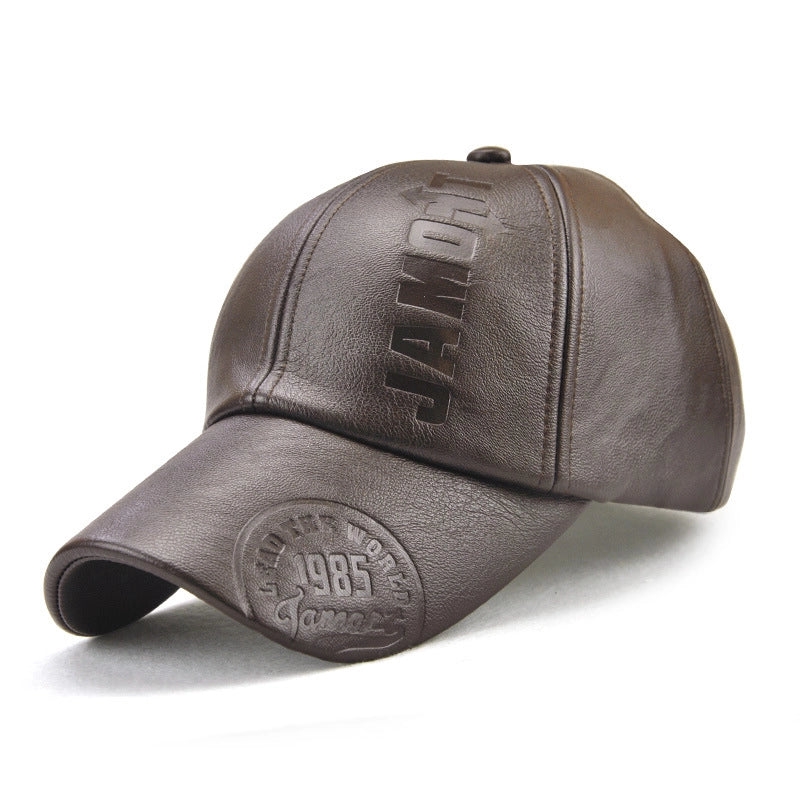 PU Leather Autumn And Winter Baseball Cap