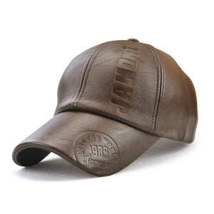 PU Leather Autumn And Winter Baseball Cap