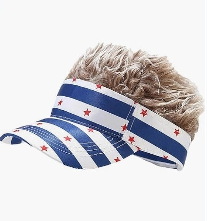 American Flag Stars Independence Day Wig Baseball Cap