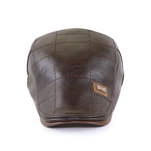 Winter PU Leather Beret Hats For Men