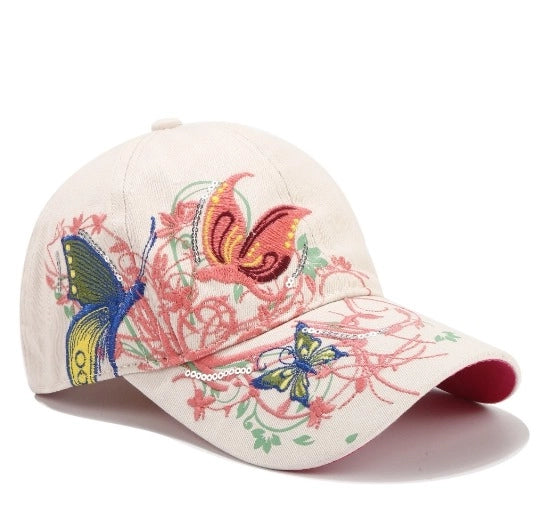 Fashion Sequin Butterfly Embroidered Baseball Cap