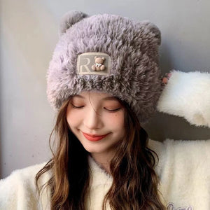 Cute Bear Ears Warm Women's Winter Hat