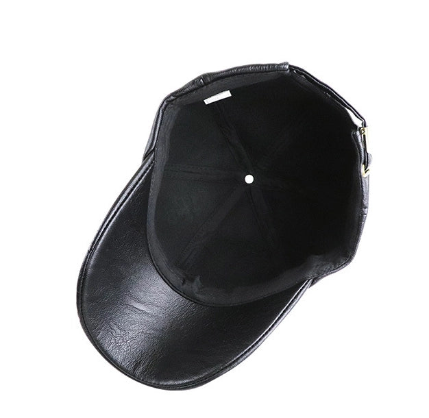 PU Leather Autumn And Winter Baseball Cap