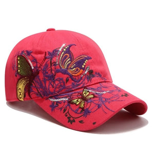 Fashion Sequin Butterfly Embroidered Baseball Cap