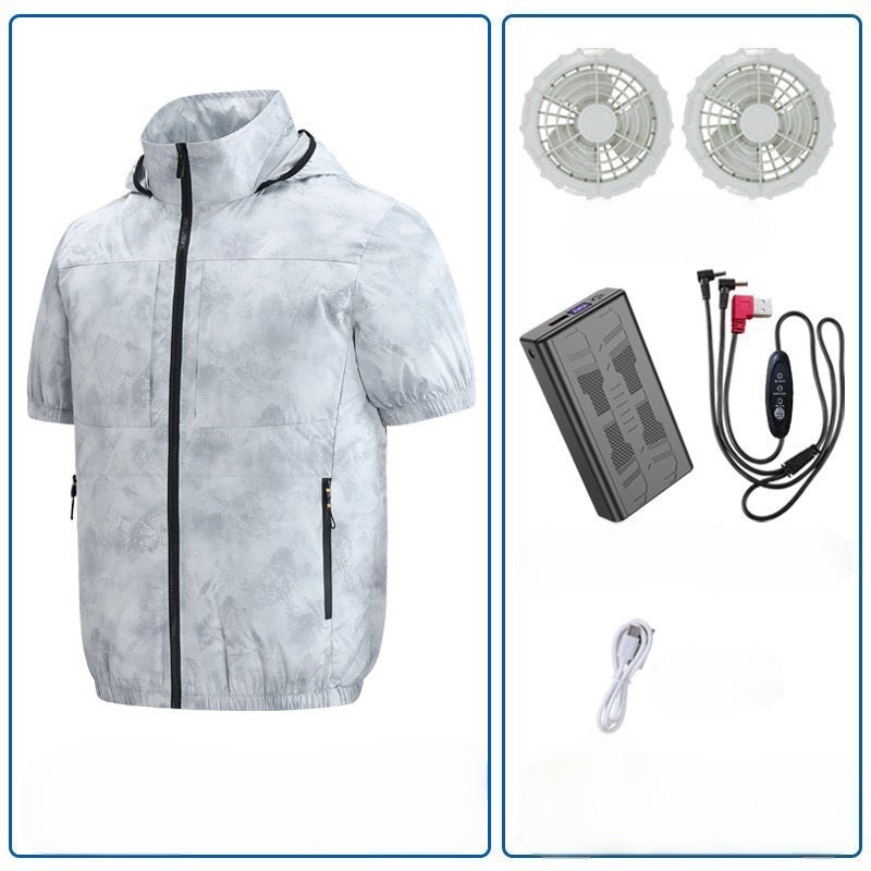 Summer outdoor heat-proof cooling fan clothing and fishing clothing