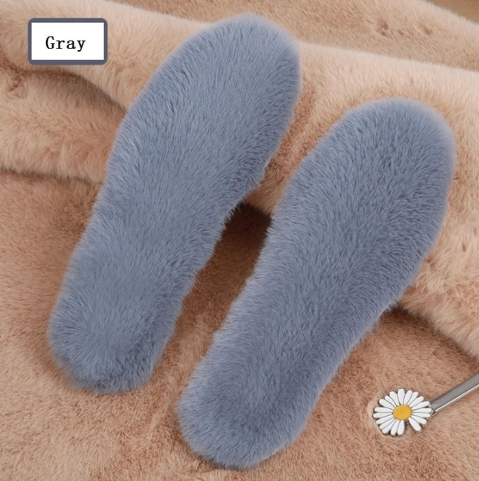 Winter Warm And Thick Men And Women Insole Imitation Rabbit Hair Warm Thermal Insoles