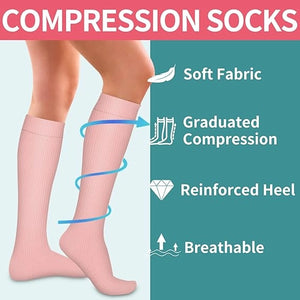 ROYALUCK Compression Socks for Women & Men Circulation(6 pairs)-Graduated Supports Socks for Running, Athletic Sports