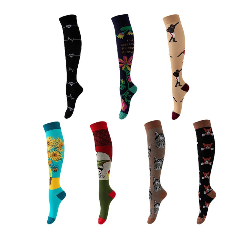 ROYALUCK Male Female Multi Prints Sports Support Compression Socks for Travel, Running