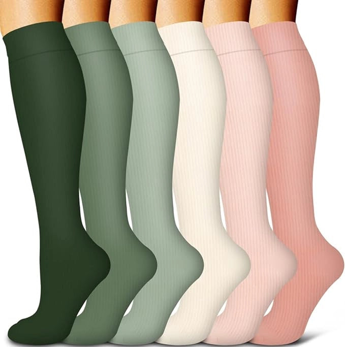 ROYALUCK 6 Pairs Compression Socks, Medical Athletic Calf Socks for Injury Recovery & Pain Relief