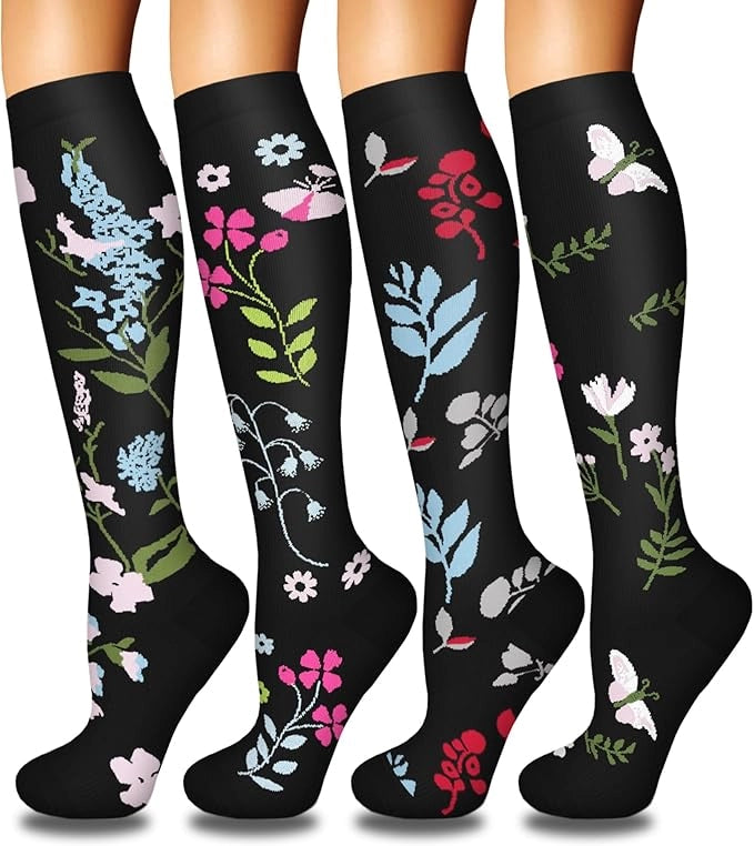 ROYALUCK 4 Pairs Compression Socks for Women Circulation-Best Support for Nurses,Running,Athletic,Travel