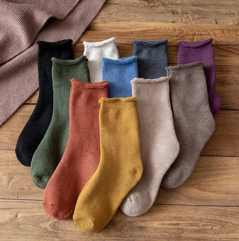 ROYALUCK 10 Pairs Winter Terry Socks Women's Mid-Tube Socks Floor Socks