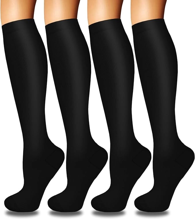 ROYALUCK 4 Pairs Compression Socks for Women Circulation-Best Support for Nurses,Running,Athletic,Travel