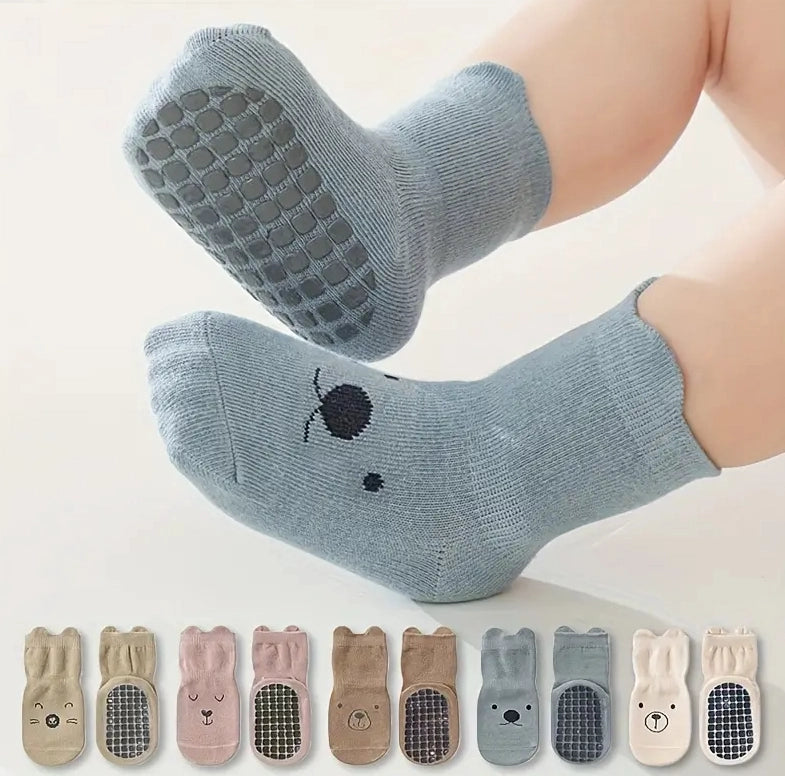 ROYALUCK 5 Pairs Cute Baby Non-slip Floor Socks With Grips Anti-Slip Crew For Infants Toddlers