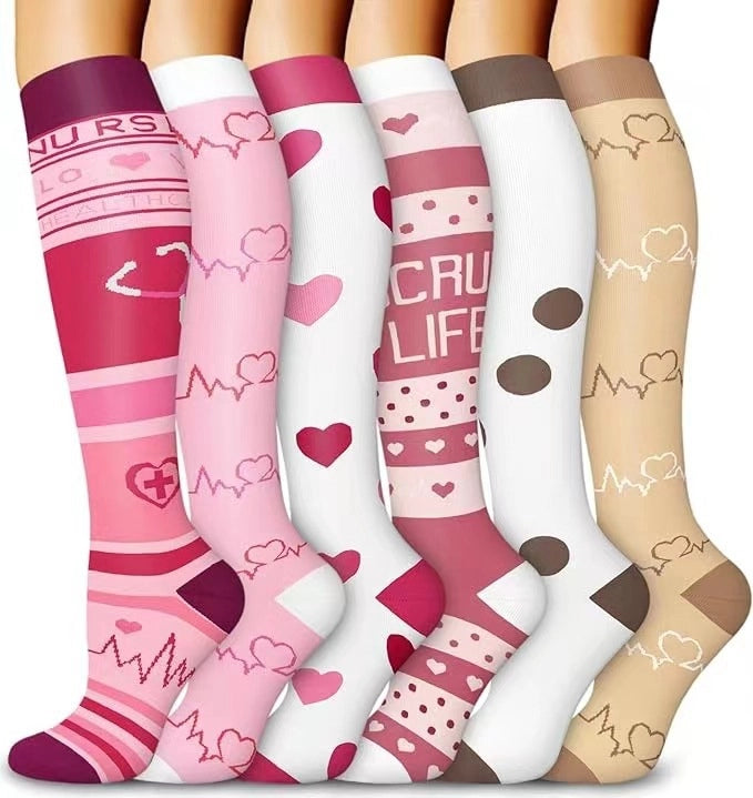 ROYALUCK 6 pairs Sports Compression Sock-Support Knee High Socks for Nurses,Athletic,Flying