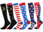 ROYALUCK 6 Pairs American Flag Socks Compression Socks for Women & Men