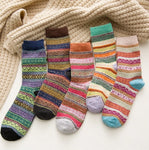 ROYALUCK Ethnic Print Crew Socks Stripes Pattern Vintage Colorful Cozy Socks