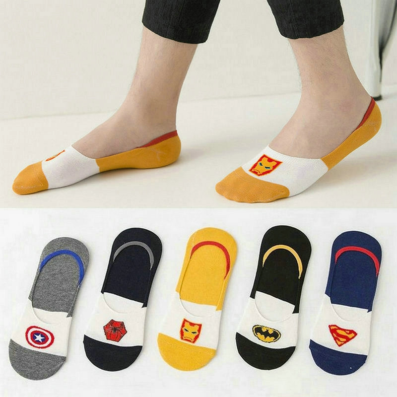 ROYALUCK 5-Pack Men's No Show Socks Silicone Non-Slip Summer Boat Socks