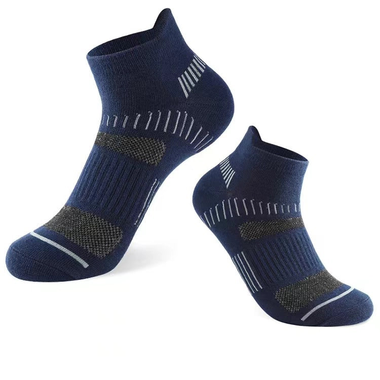 ROYALUCK 5 Pairs Men's Breathable Sweat-absorbent Boat Socks Running Basketball Cotton Socks