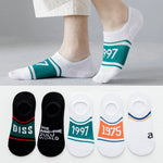 ROYALUCK 5 Pairs Men Cotton No Show Socks Summer Invisible Silicone Non-slip Socks