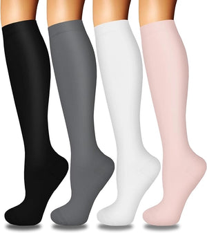 ROYALUCK 4 Pairs Compression Socks for Women Circulation-Best Support for Nurses,Running,Athletic,Travel