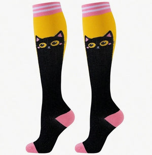 ROYALUCK 5 Pairs Compression Socks With Cat Pattern