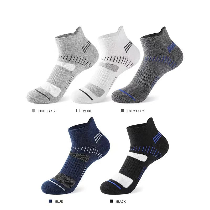 ROYALUCK 5 Pairs Men's Breathable Sweat-absorbent Boat Socks Running Basketball Cotton Socks