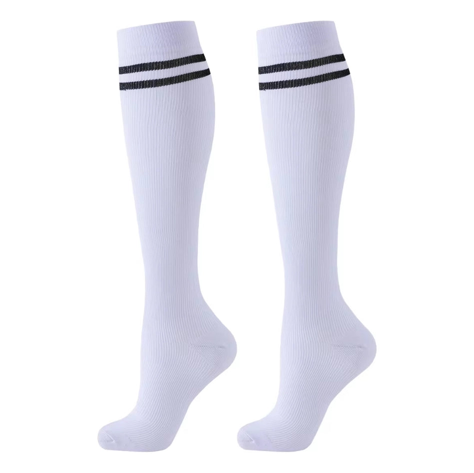 ROYALUCK 6-Pack High Knee Unisex Striped Compression Running Cycling Socks