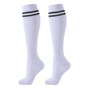 ROYALUCK 6-Pack High Knee Unisex Striped Compression Running Cycling Socks