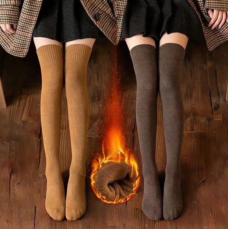 Women's Warm Thigh High Over the Knee Socks Extra Long Stockings for Fall & Winter