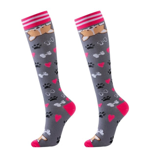 ROYALUCK 6 pairs Cute Dog Compression Socks Animal Sport Compression Socks