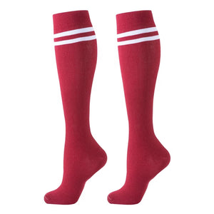 ROYALUCK 6-Pack High Knee Unisex Striped Compression Running Cycling Socks