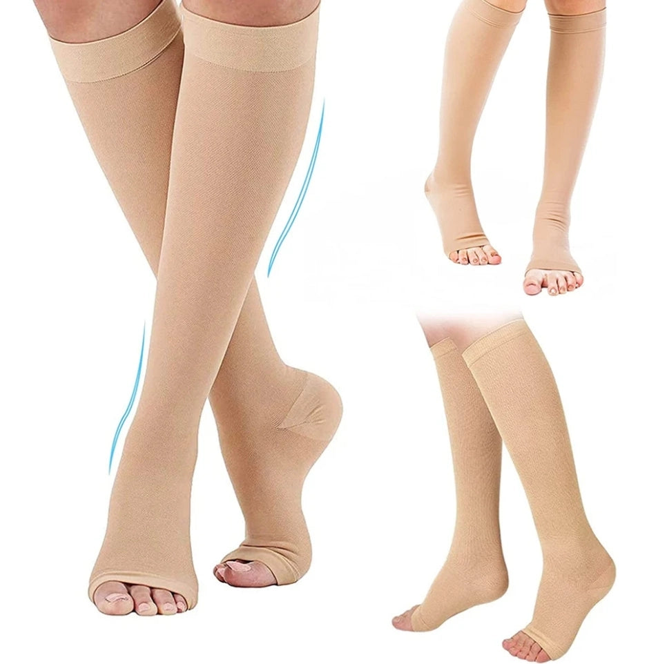 ROYALUCK Graduated Open Toe Compression Stockings for Men Women 23-32mmHg