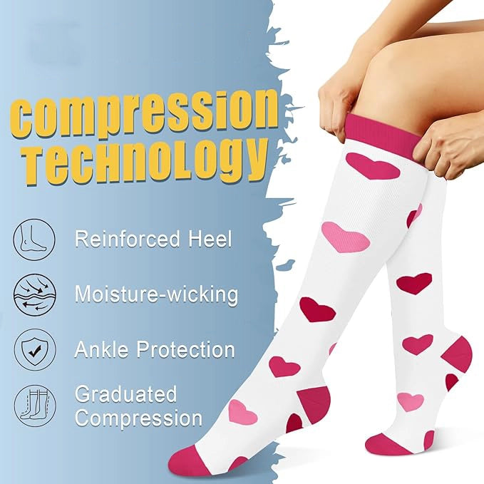 ROYALUCK 6 pairs Sports Compression Sock-Support Knee High Socks for Nurses,Athletic,Flying