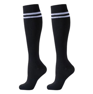 ROYALUCK 6-Pack High Knee Unisex Striped Compression Running Cycling Socks