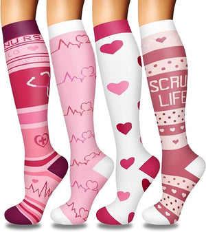 ROYALUCK 4 Pairs Compression Socks for Women Circulation-Best Support for Nurses,Running,Athletic,Travel