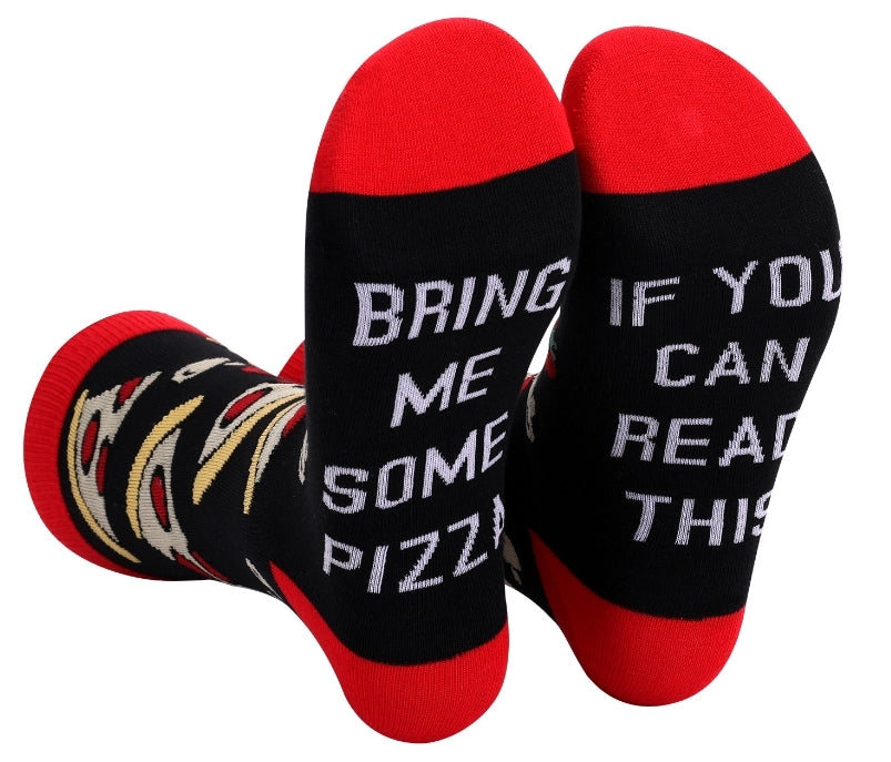 ROYALUCK Funny Christmas Gift IF YOU CAN READ THIS Bring Me Some Pizza Cotton Crew Socks
