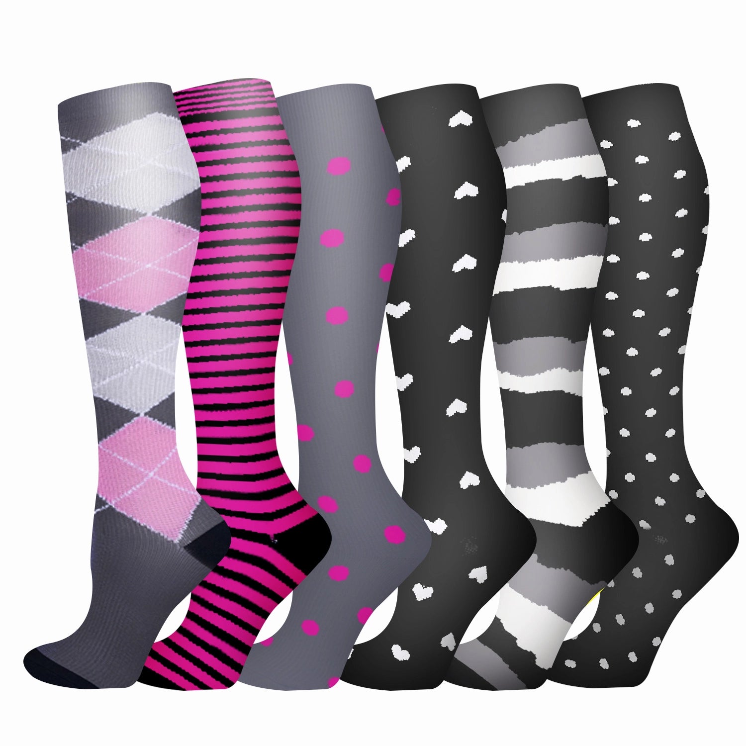 ROYALUCK 6 Pairs Best Compression Socks for Nurses,Running,Athletic,Sports