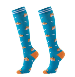 ROYALUCK 6 pairs Cute Dog Compression Socks Animal Sport Compression Socks