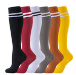 ROYALUCK 6-Pack High Knee Unisex Striped Compression Running Cycling Socks