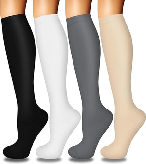 ROYALUCK 4 Pairs Compression Socks for Women Circulation-Best Support for Nurses,Running,Athletic,Travel