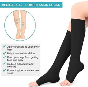 ROYALUCK Graduated Open Toe Compression Stockings for Men Women 23-32mmHg