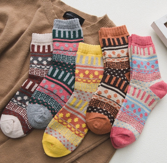 ROYALUCK 5 Pairs Women Thermal Socks Warm Winter Socks Knitted Wool Socks