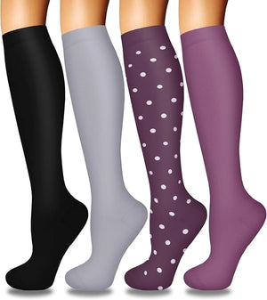 ROYALUCK 4 Pairs Compression Socks for Women Circulation-Best Support for Nurses,Running,Athletic,Travel