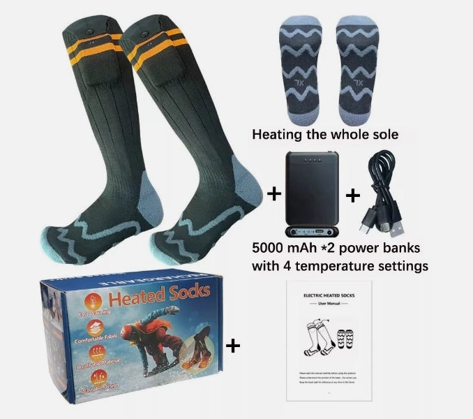 Heated Socks Cycling Skiing Hiking Heated Socks 4 Temperature Settings