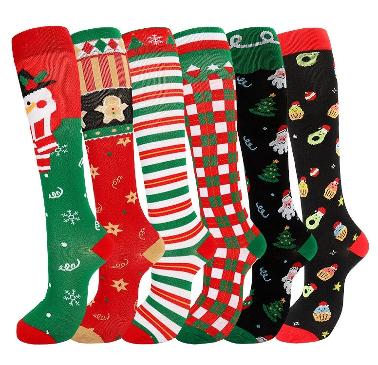 ROYALUCK 6 Pairs Christmas Series Compression Socks - Optimal Support for Athletics