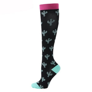 ROYALUCK 5 Pairs Cactus Compression Socks for Men&Women Knee High Stockings for Running Nurses Work Support