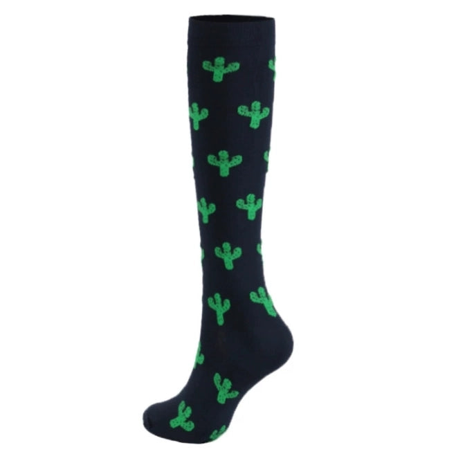 ROYALUCK 5 Pairs Cactus Compression Socks for Men&Women Knee High Stockings for Running Nurses Work Support